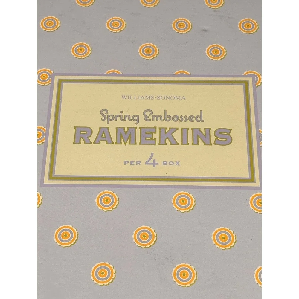 Vtg Williams Sonoma Set of 4 Easter Egg Ceramic Ramekins Pastel Baking Dishes